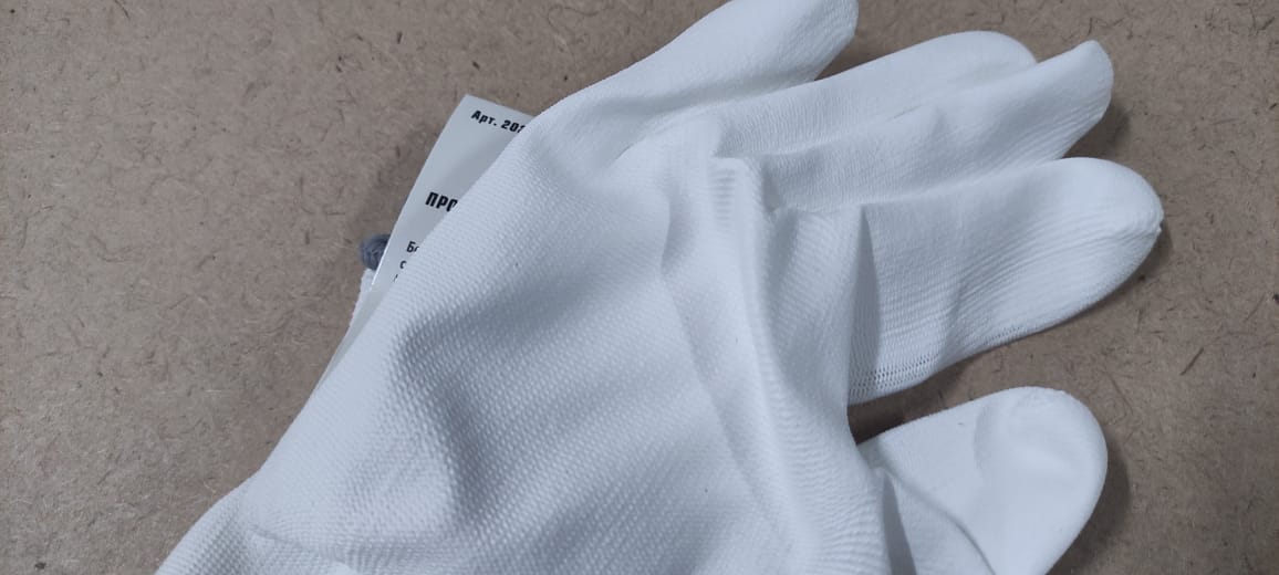 Рабочие защитные строительные перчатки Sheetrock белые, полиэстер с обивкой из полиуретана, размер L								