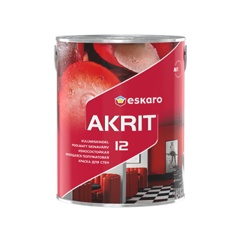 Износостойкая моющаяся полуматовая краска для стен  "Eskaro Akrit-12" 0,95 л