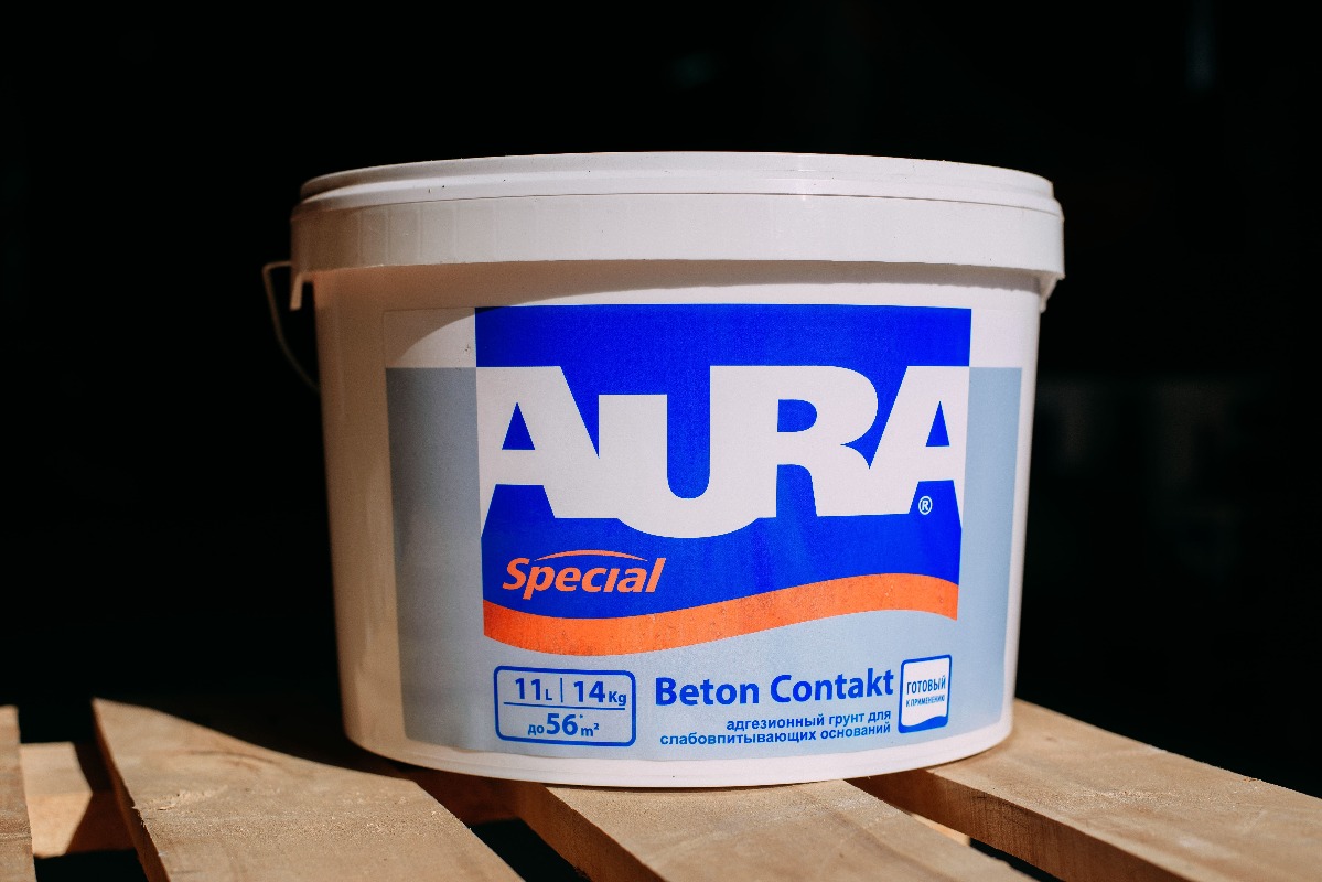 Грунт адгезионный для слабо впитывающих оснований "Aura Beton Contakt" 14 кг