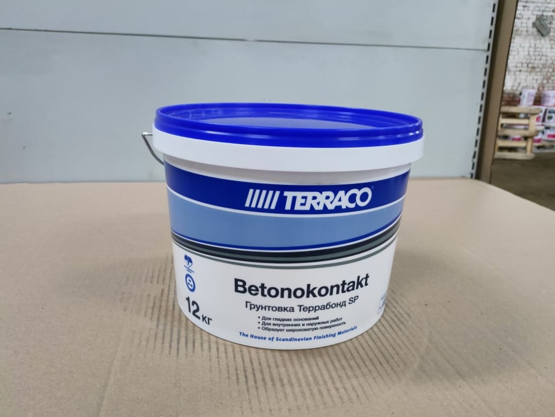 Грунтовка для обработки гладкого бетона "Бетоноконтакт" Terrabond SP 12 кг								