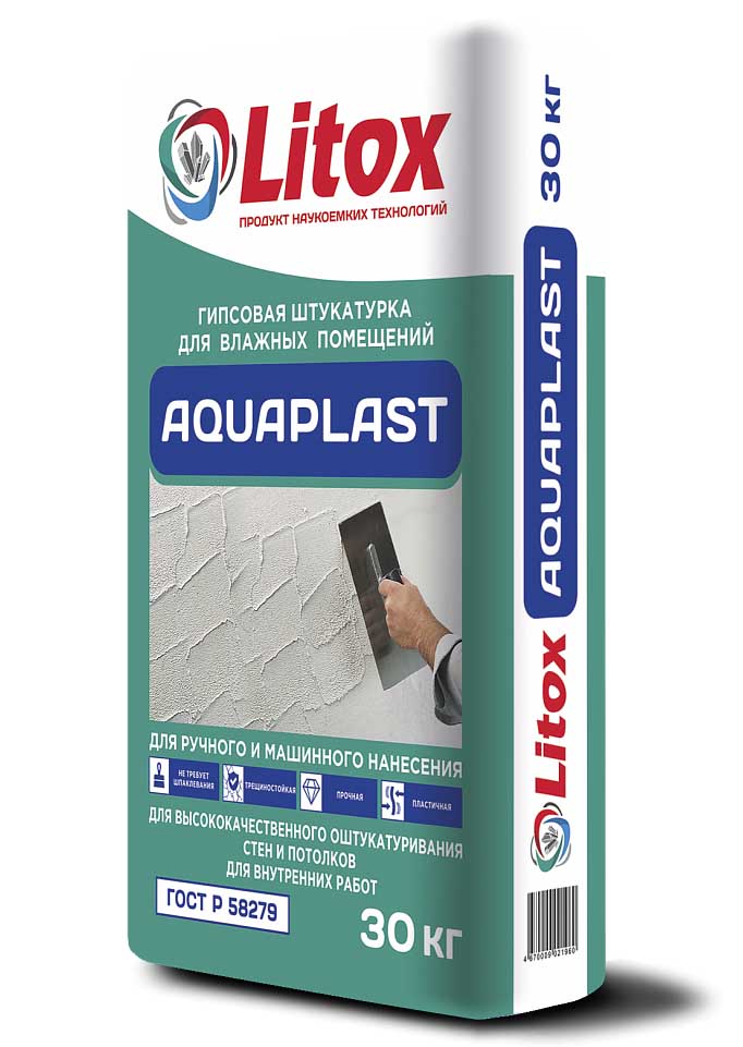 Гипсовая штукатурка для влажных помещений Литокс Aquaplast 30 кг