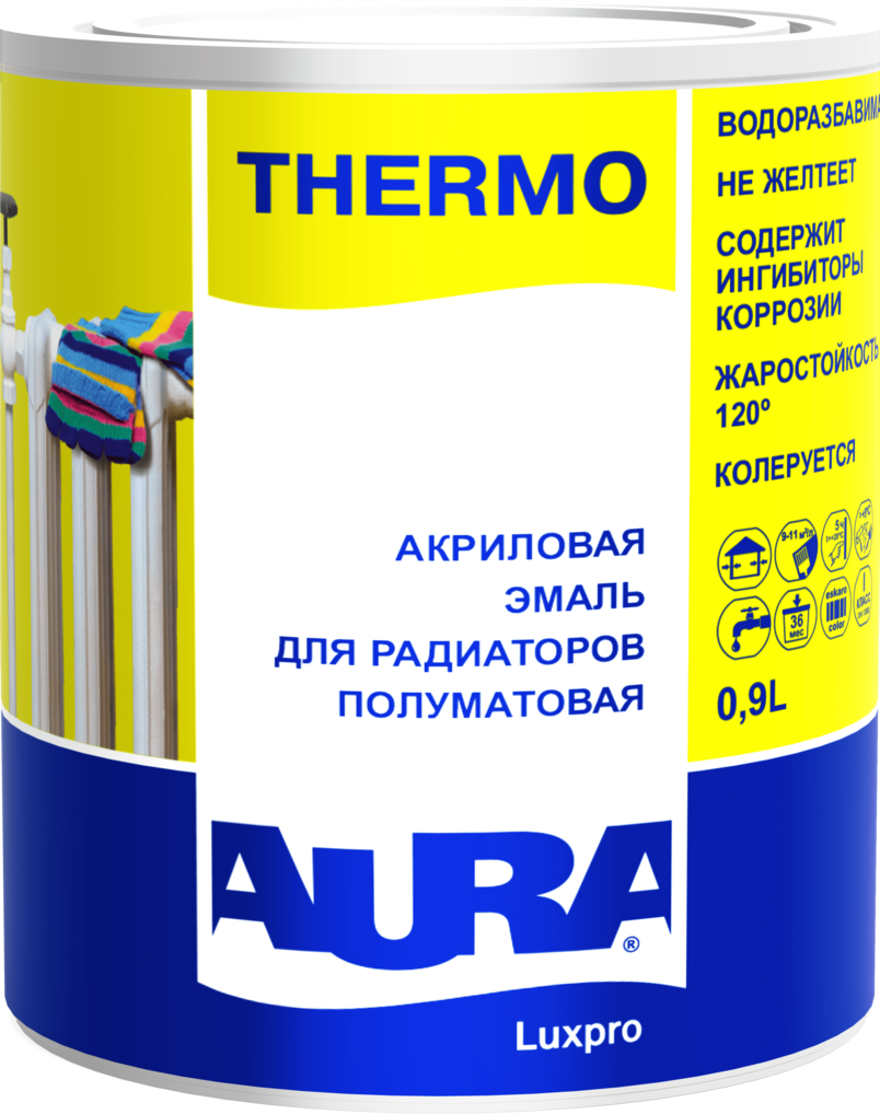 Акриловая эмаль для радиаторов AURA LUXPRO THERMO 0,9 л