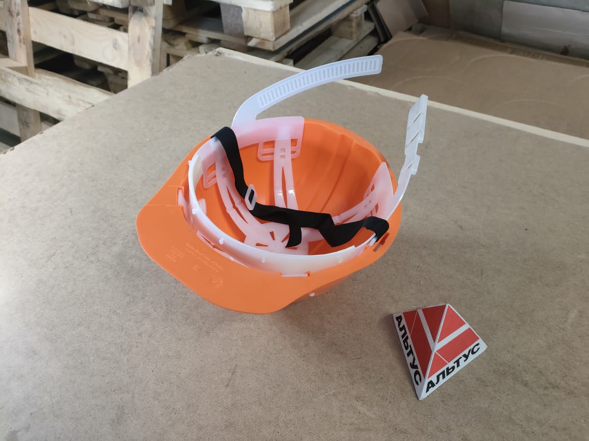 Каска защитная из ударопрочной пластмассы, оранжевая								