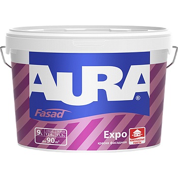 Краска фасадная водно-дисперсионная AURA Fasad Expo / АУРА Экспо 9 л (база TR)