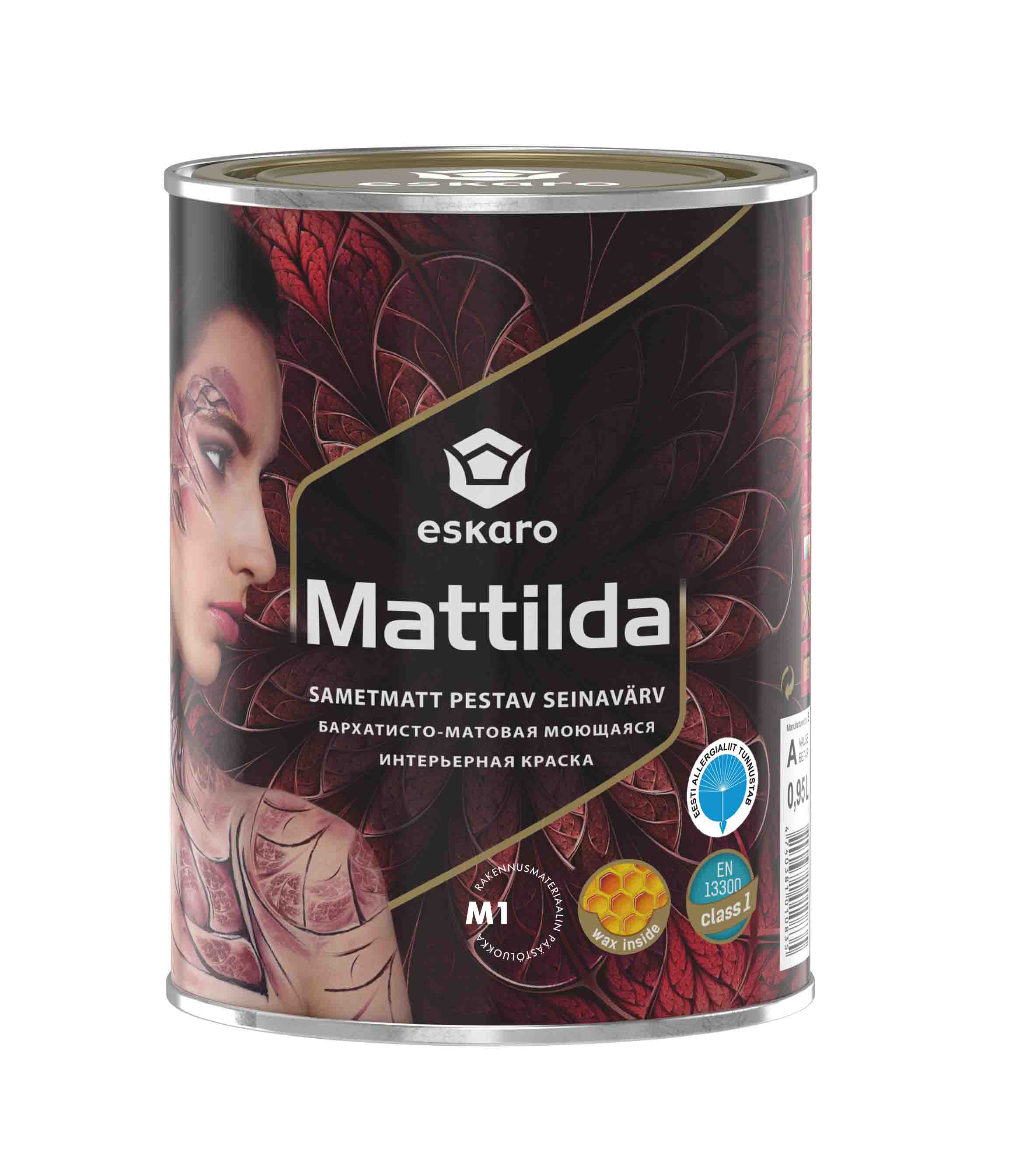 Бархатисто-матовая моющаяся интерьерная краска Eskaro Mattilda (База А - белая) 0.95 л
