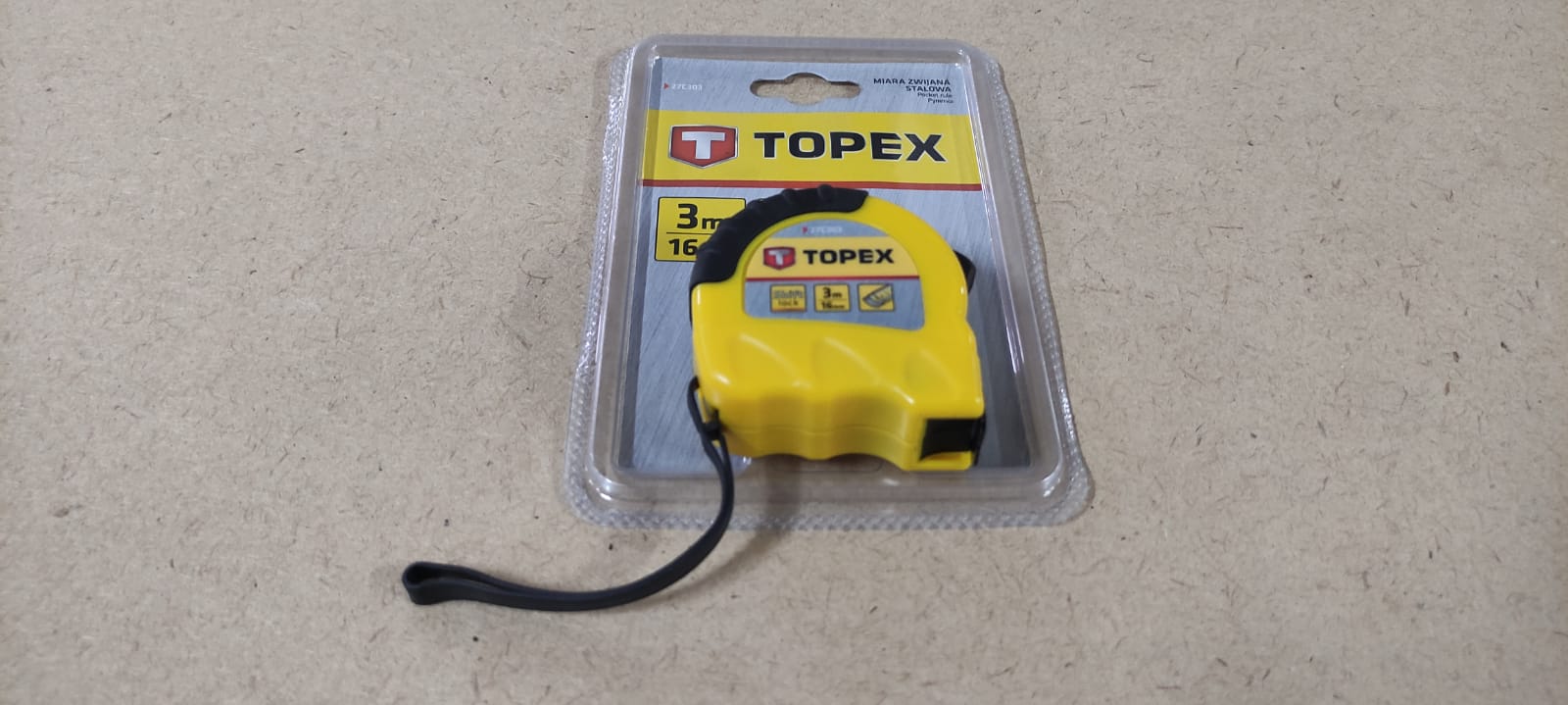 Строительная измерительная рулетка TOPEX, стальная лента 3м x 16 мм