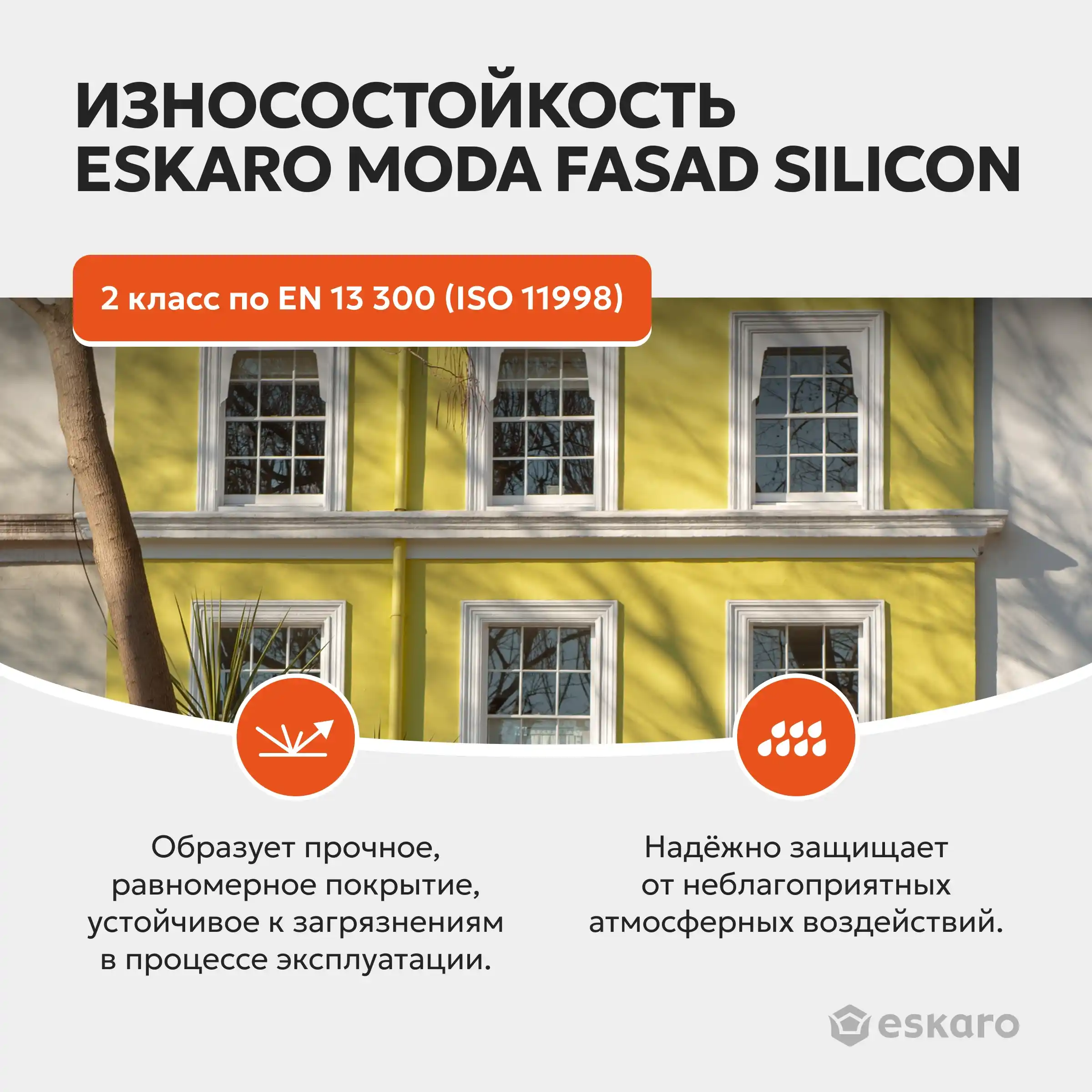 Фасадная краска силиконизированная глубокоматовая Eskaro MODA Fasad Silicon (База А - белая) 9 л