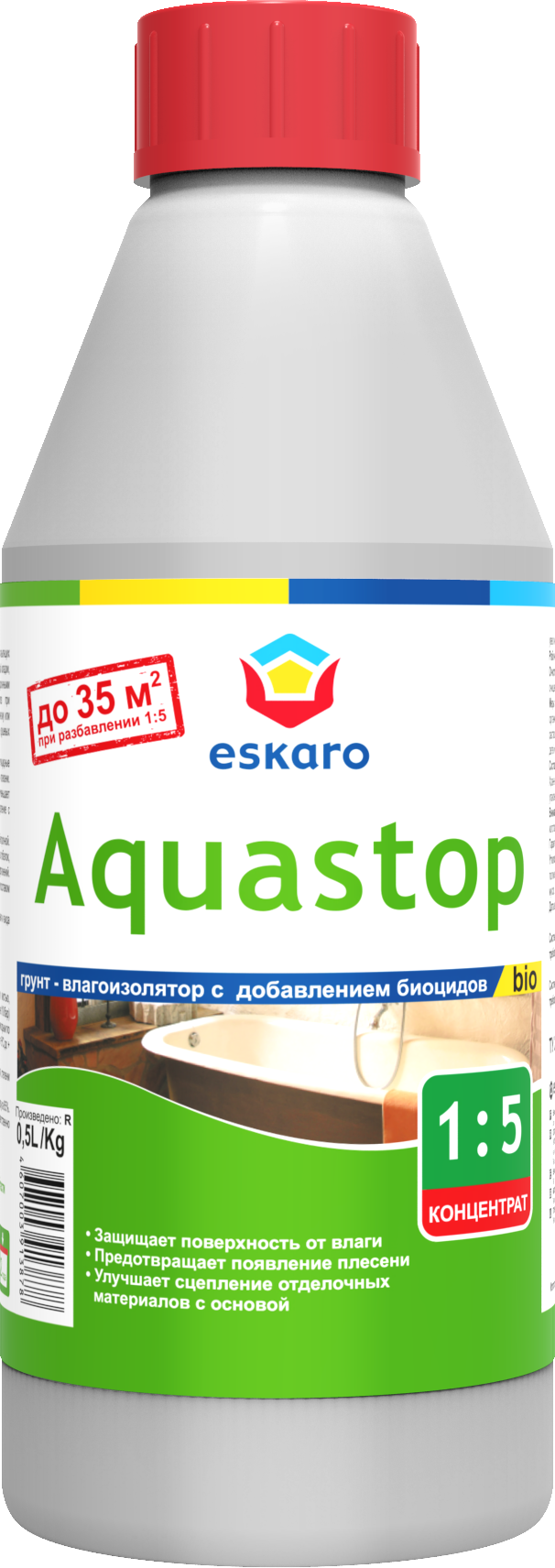 Грунт влагоизолятор с биоцидами 0,5 л Eskaro Aquastop Bio (концентрат 1:5)								