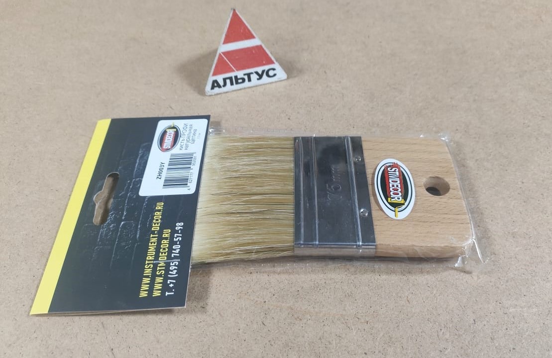 Декоративная кисть 7,5 см, с натуральной  щетиной, профи, STMDECOR