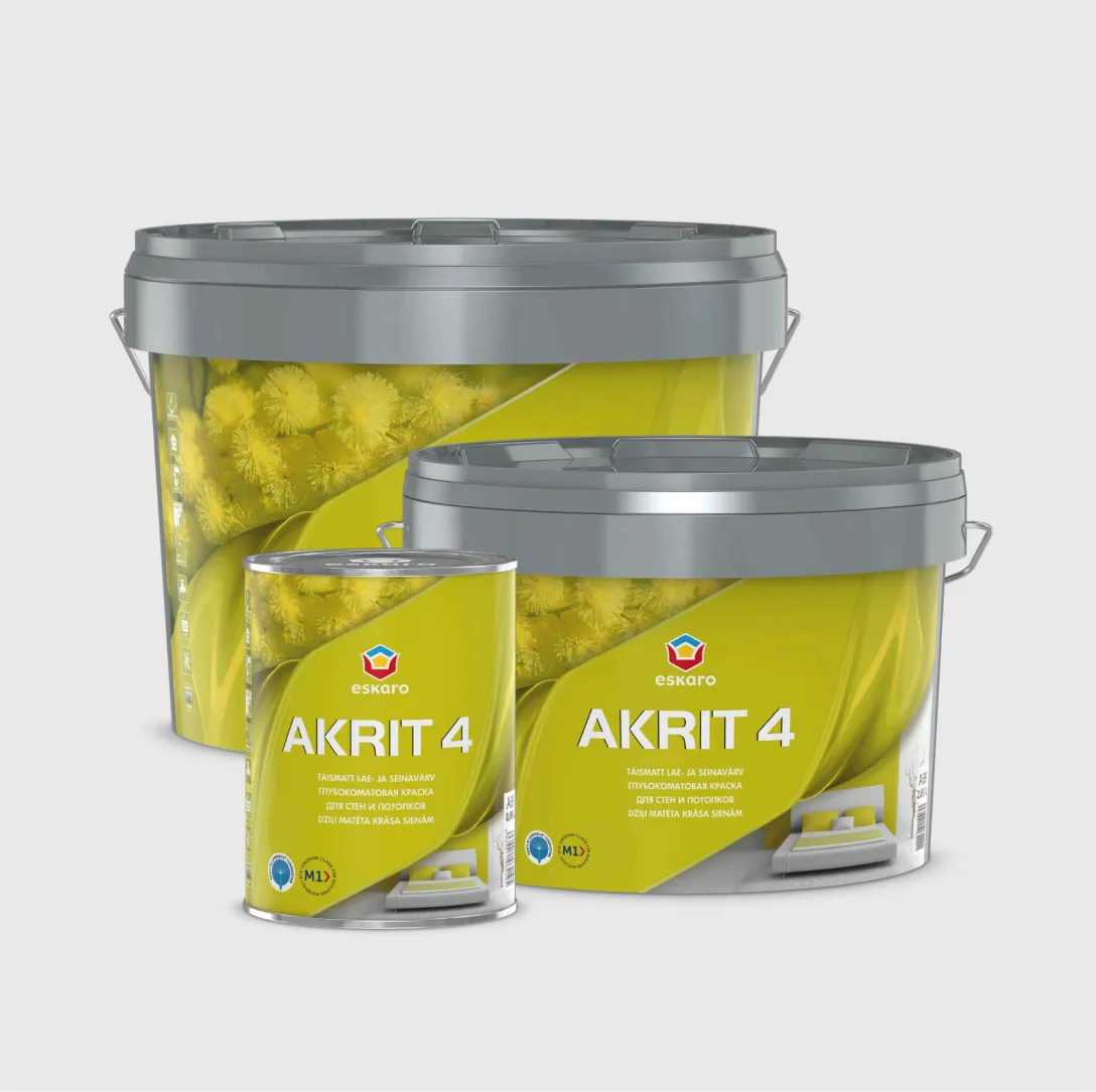 Глубокоматовая краска для стен и потолков Eskaro Akrit 4 (База А - белая) 9,5 л