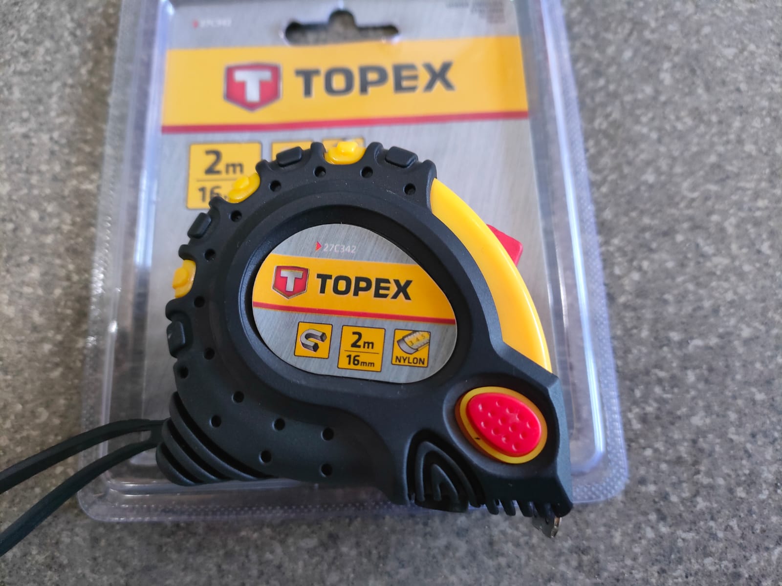 Строительная измерительная рулетка TOPEX, стальная лента 2м x 16 мм