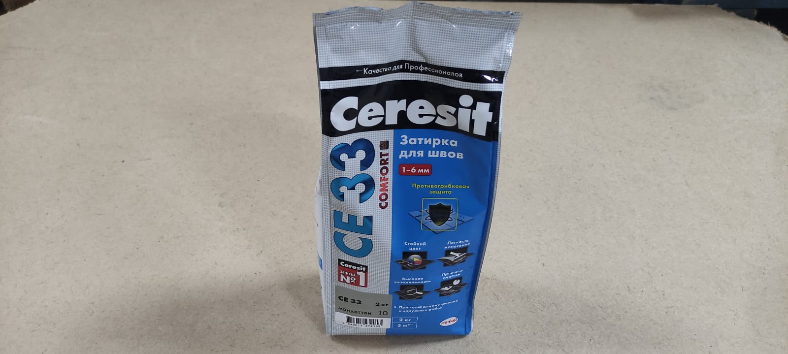 Затирка для швов 1-6 мм Ceresit / Церезит СЕ 33 Comfort 2 кг (цвет: Манхеттен)