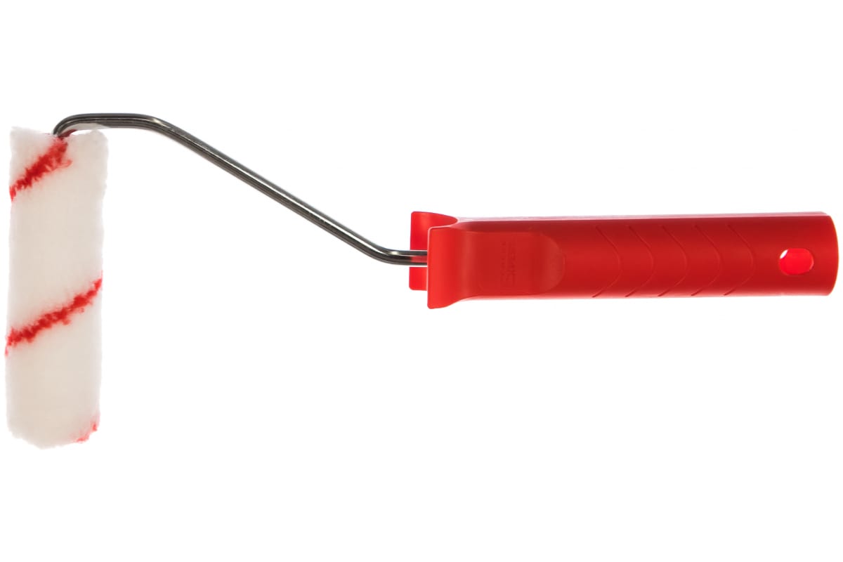 Валик полиакрил 10 см Color Expert, ядро 15 мм, 12 мм, красные полосы, ручка 29 см (86981002)