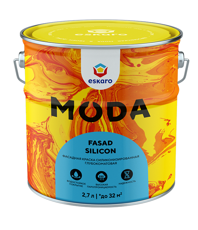 Фасадная краска силиконизированная глубокоматовая Eskaro MODA Fasad Silicon (База А - белая) 2.7 л