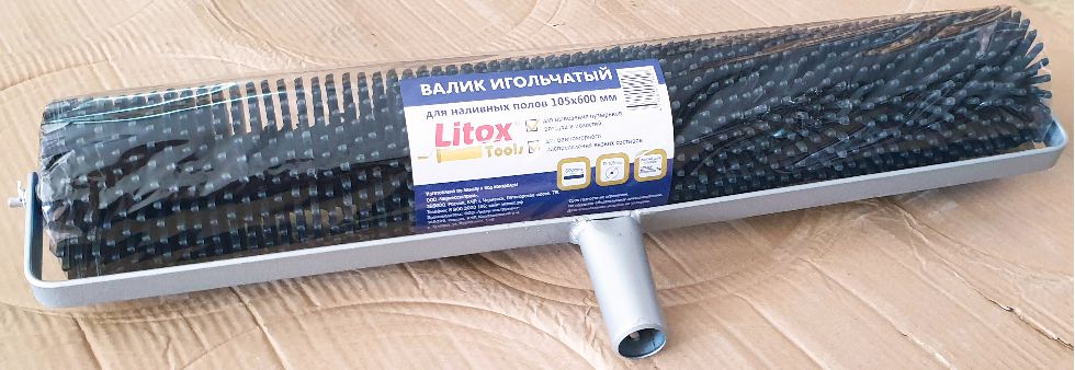 Валик игольчатый для наливного пола 105х600 мм, метал. ручка-скоба Litox tools