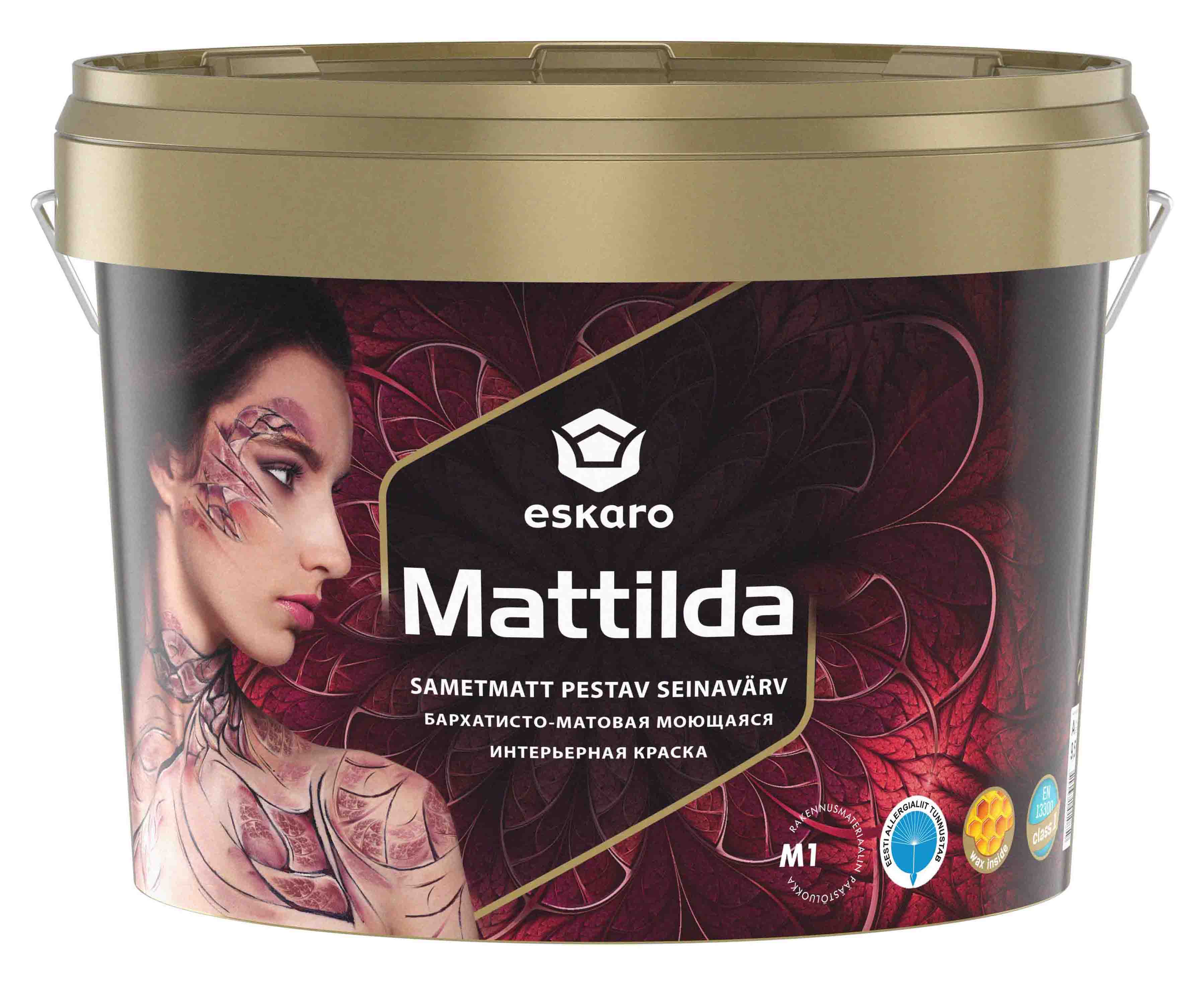 Бархатисто-матовая моющаяся интерьерная краска Eskaro Mattilda (База А - белая) 9,5 л