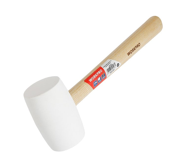 Киянка резиновая с деревянной ручкой, белый, 300мм, Workpro, 450г (WP241038)								