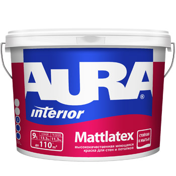 Краска моющаяся для стен и потолков AURA Mattlatex Interior / Аура Матлатекс 9 л (база А)