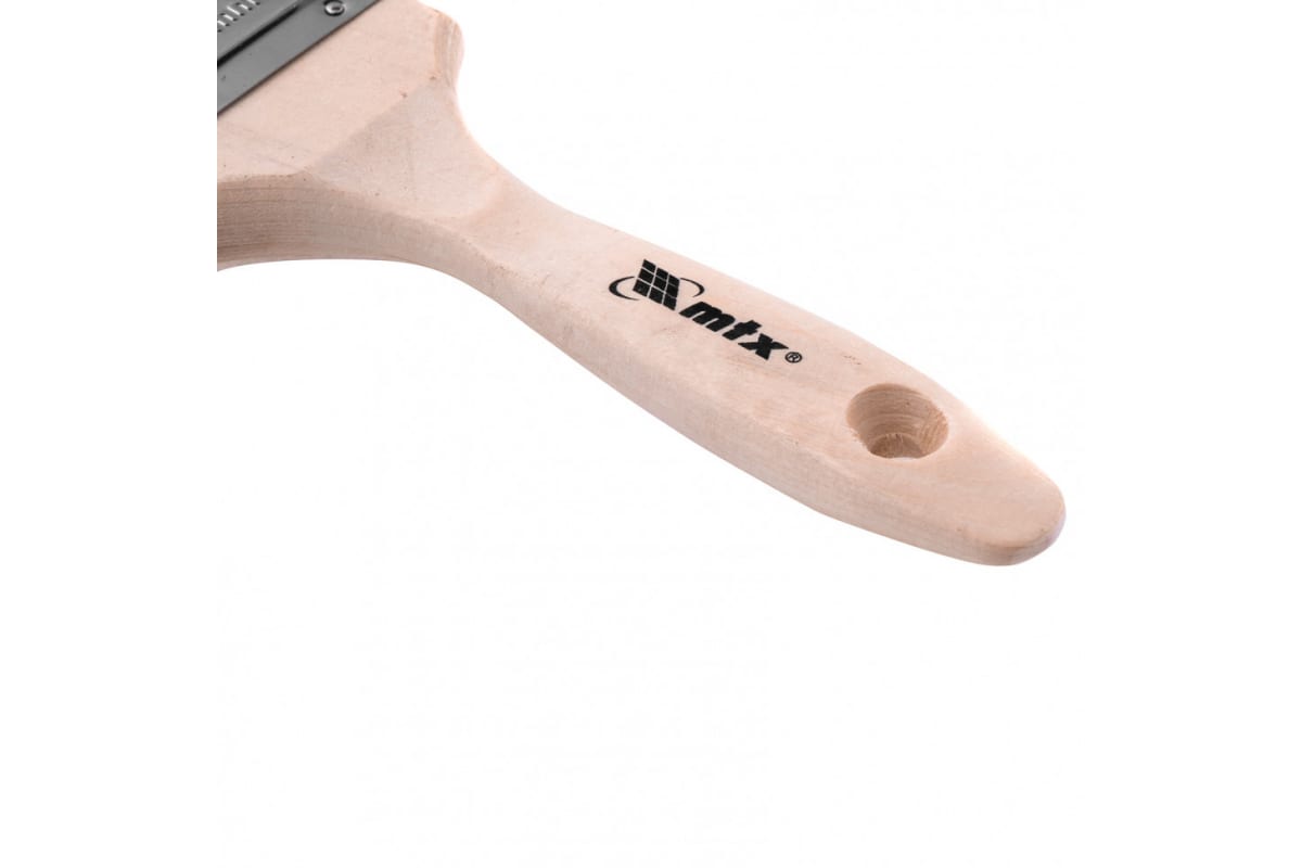 Кисть плоская Евро 3 75 мм натуральная щетина деревянная ручка MATRIX