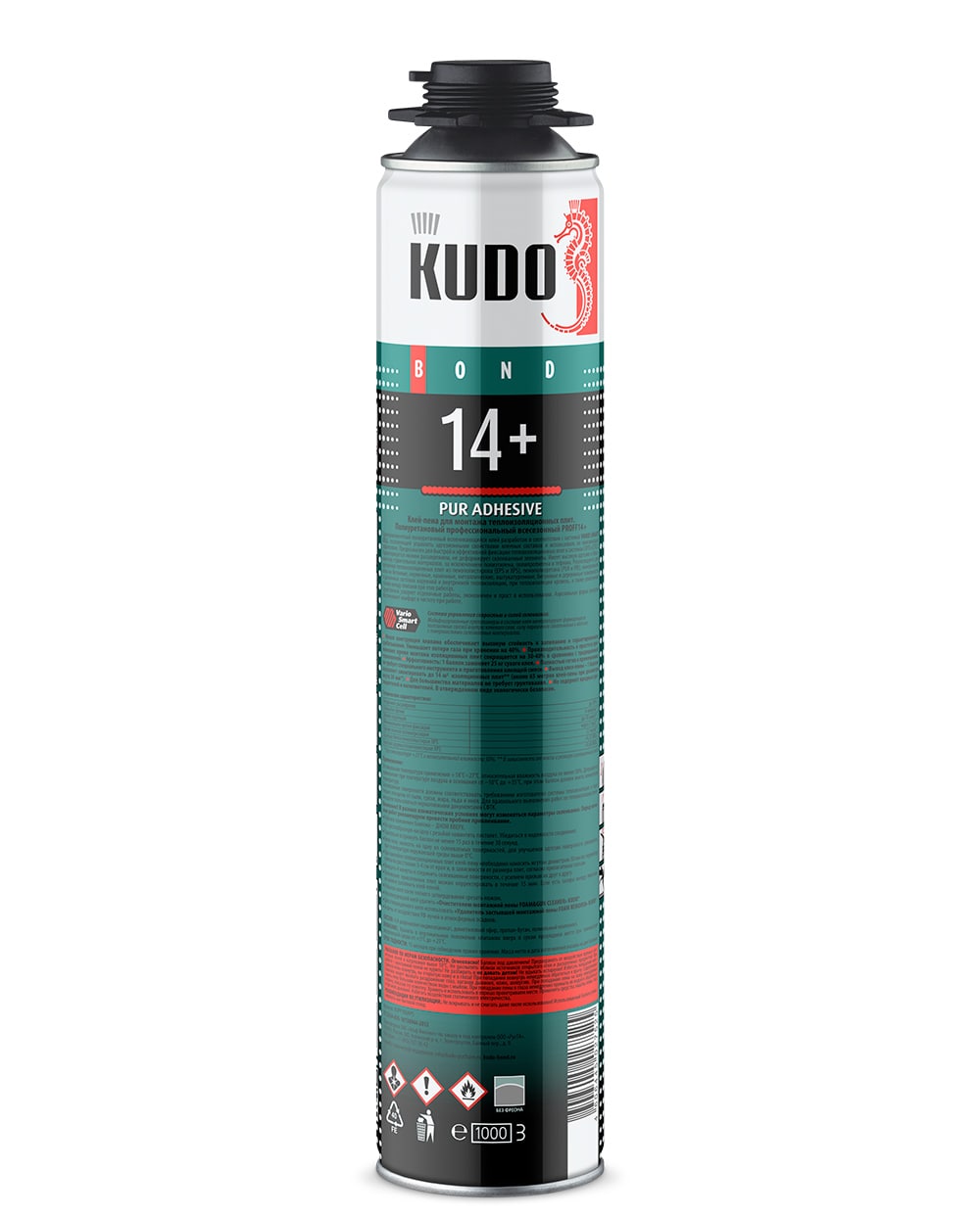 Монтажная клей-пена KUDO PUR ADHESIVE 14+, для теплоизоляционных плит, Всесезонная 1000 мл