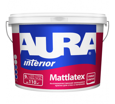 Краска моющаяся для стен и потолков AURA MATTLATEX 0,9л								