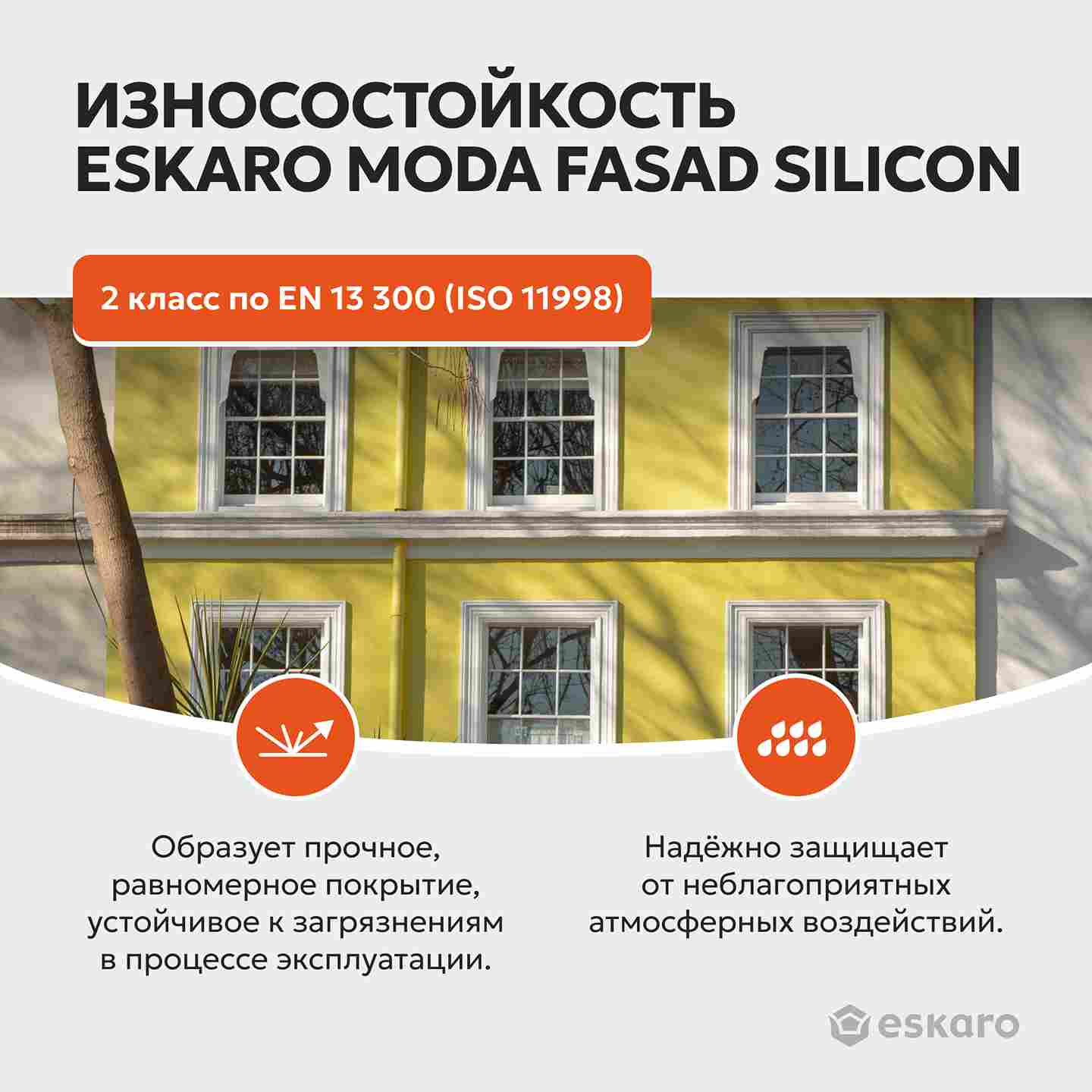 Фасадная краска силиконизированная глубокоматовая Eskaro MODA Fasad Silicon (База А - белая) 2.7 л