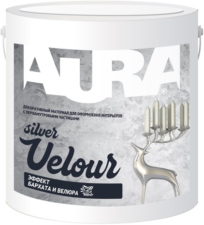 Декоративный материал "AURA Velour Silver" 1кг/0,83л