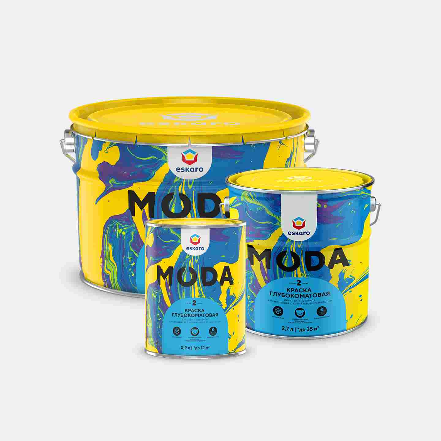 Краска глубокоматовая для стен и потолков Eskaro MODA 2 (База А - белая) 0,9 л