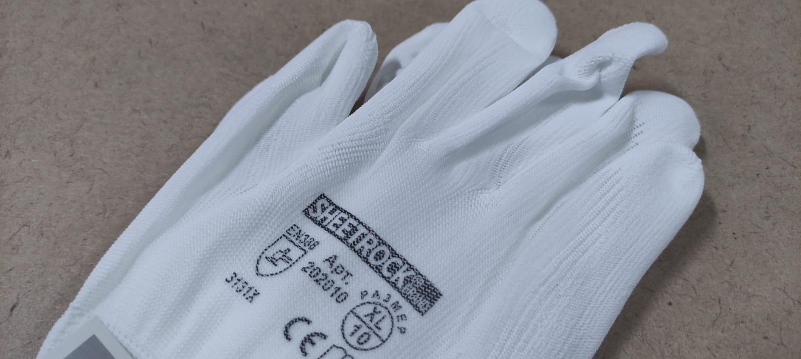 Рабочие защитные строительные перчатки Sheetrock белые полиэстер с обивкой из полиуретана, размер XL