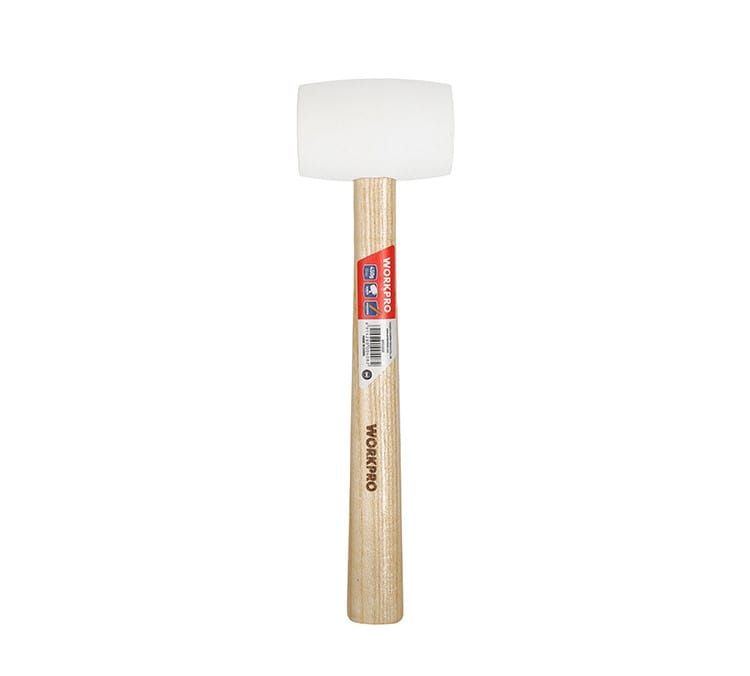 Киянка резиновая с деревянной ручкой, белый, 300мм, Workpro, 450г (WP241038)								