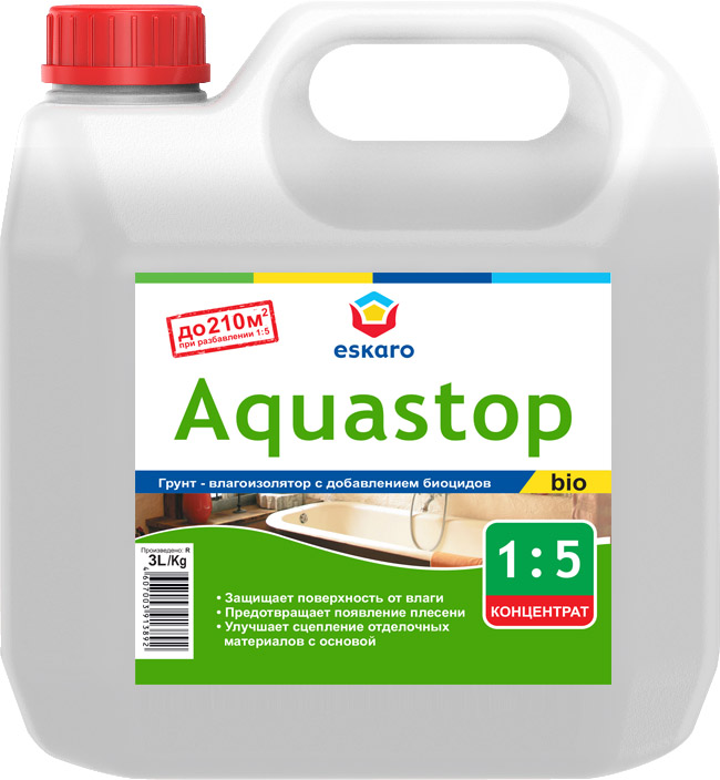 Грунт влагоизолятор с биоцидами 3 л Eskaro Aquastop Bio (концентрат 1:5)