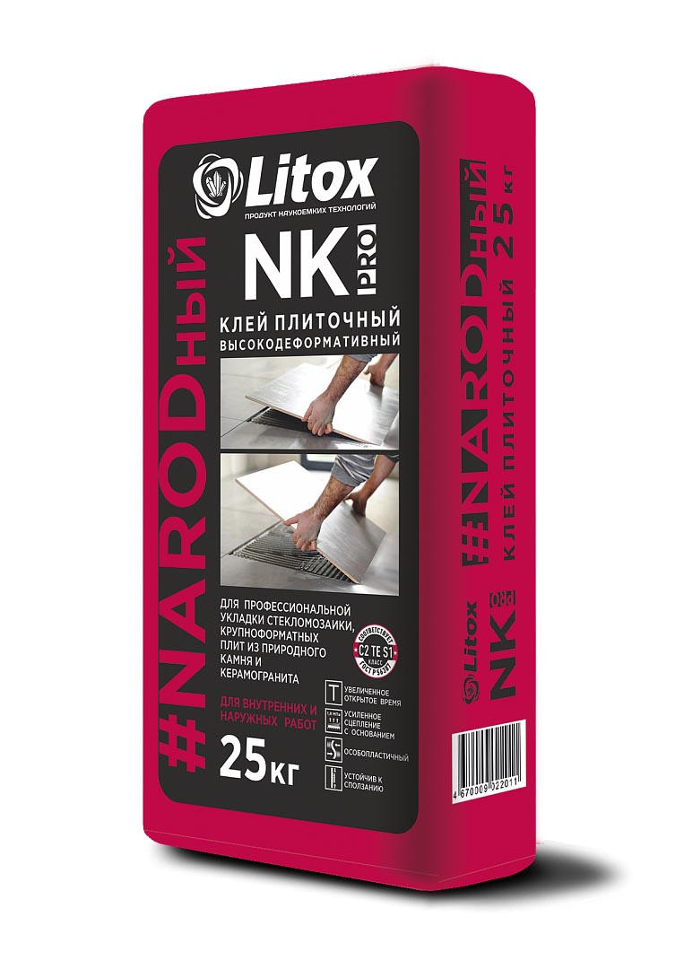Плиточный клей Литокс NK PRO 25 кг высокодеформативный