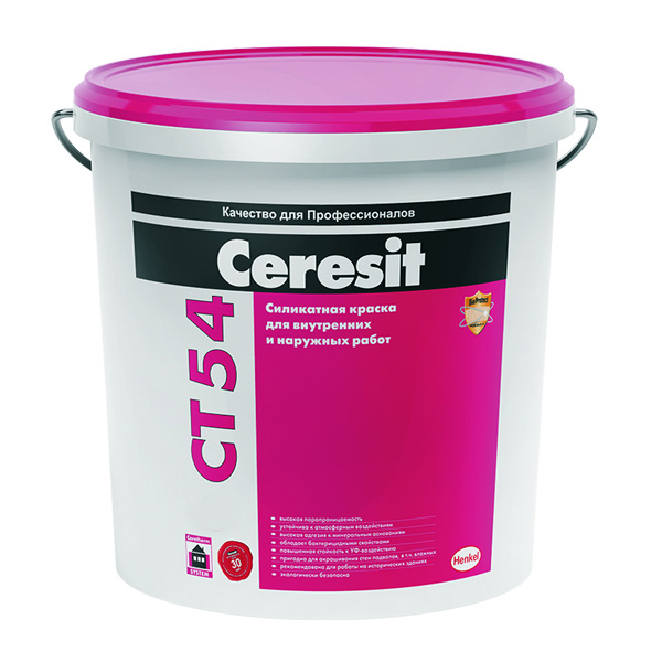 Краска Церезит (Ceresit) СТ 54 силикатная для наружных работ, 15 л								