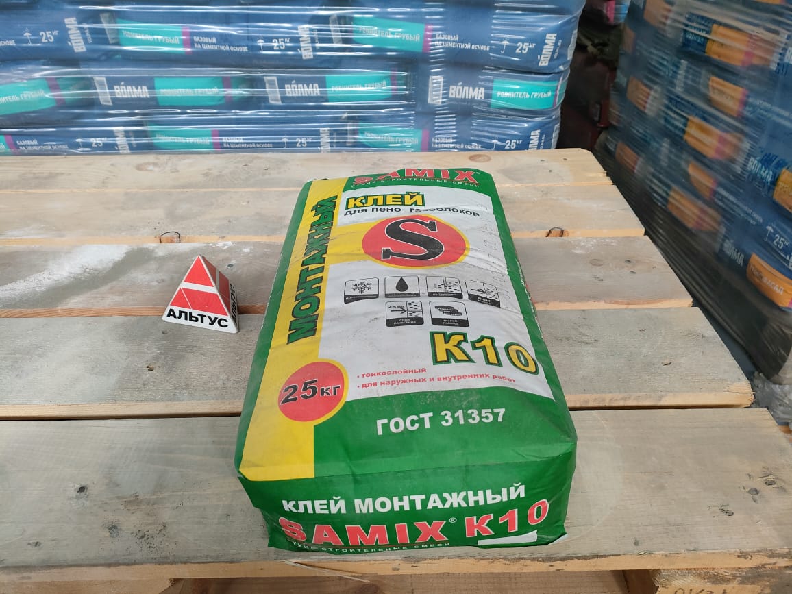 Клей монтажный САМИКС К 10 для пено-газоблоков 25 кг								