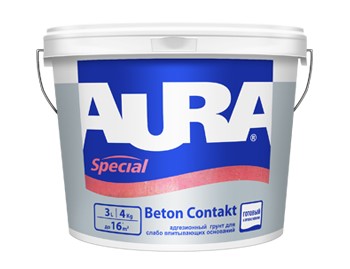 Грунт адгезионный для слабо впитывающих оснований Aura Beton Contakt 4 кг								